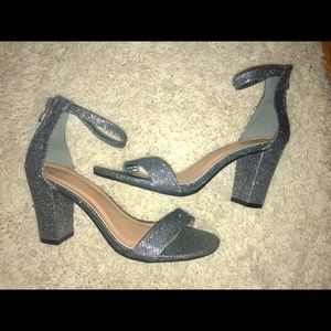 Silver glitter heels